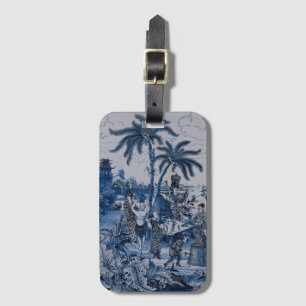 Étiquette À Bagage Repro Chinoiserie Delft Carrelage bleu et blanc