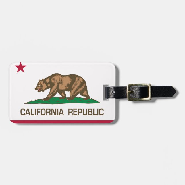 Étiquette À Bagage République de la Californie (drapeau d'état) (Devant horizontal)