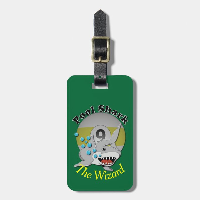 Étiquette À Bagage Requin de piscine de neuf billards de boule (Devant Vertical)