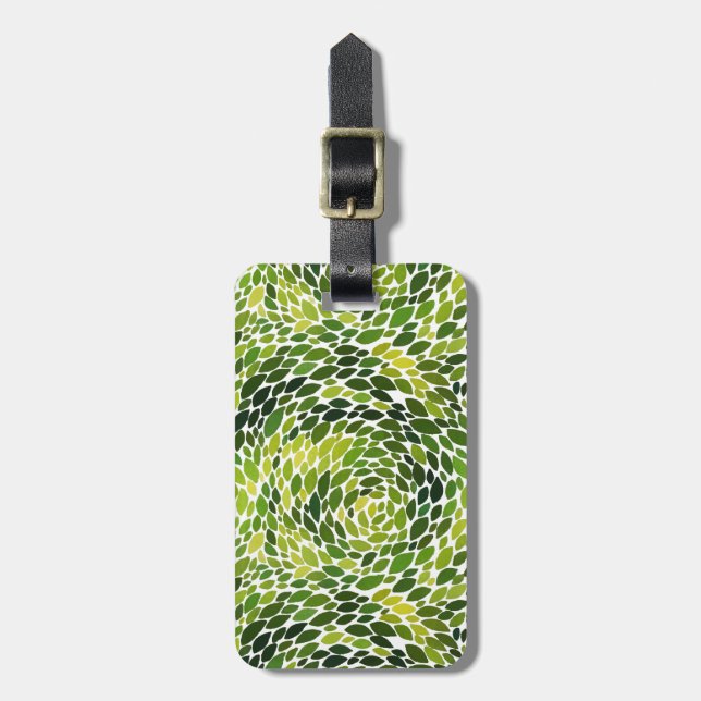 Étiquette À Bagage Ressort Danses Vert Feuilles Aquarelle (Devant Vertical)