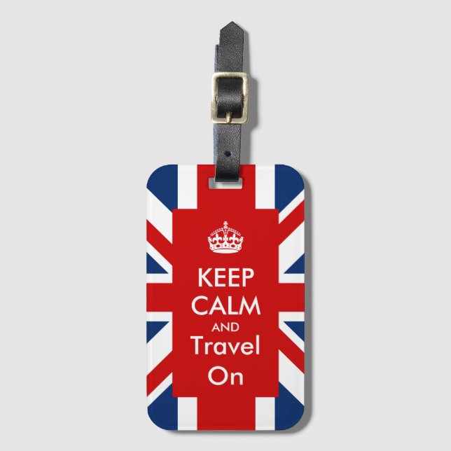 Étiquette À Bagage Restez tranquille et voyagez avec le British UK Fl (Devant Vertical)