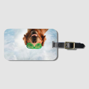 Étiquette À Bagage Retriever d'or avec lunettes de soleil vertes