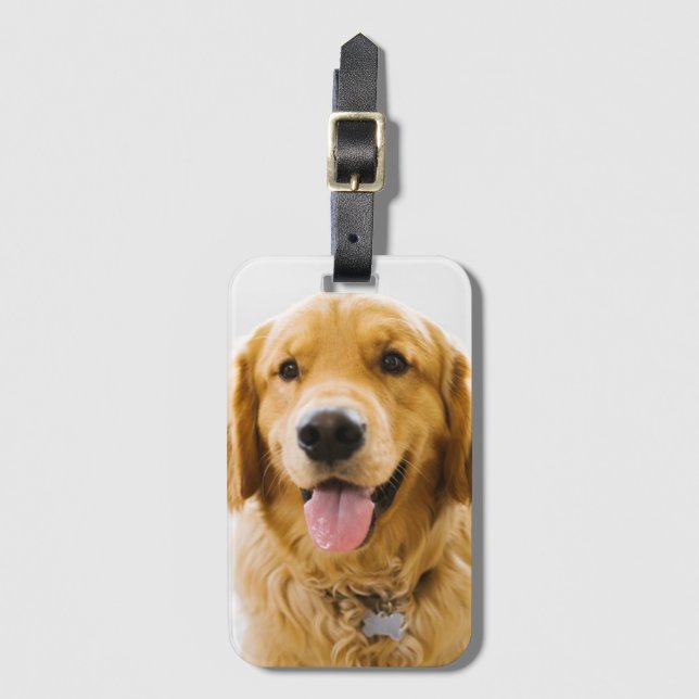 Étiquette À Bagage Retriever d'or souriant (Devant Vertical)