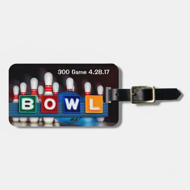 Étiquette À Bagage Retro BOWL signe Jeu Badge pour jeu parfait (Devant horizontal)