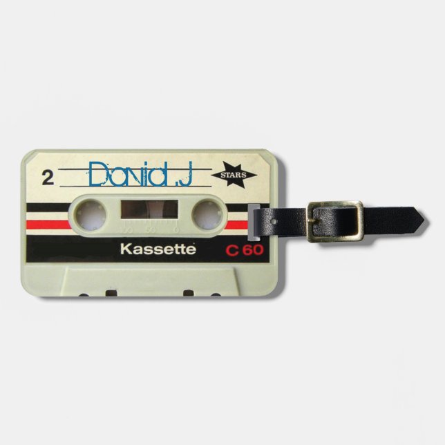 Étiquette À Bagage Rétro enregistreur à cassettes de cassette (Devant horizontal)