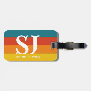 Étiquette À Bagage Retro les années 70 Arc-en-ciel Gras Stripes Initi