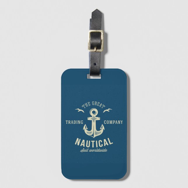 Étiquette À Bagage Rétro logo nautique (Devant Vertical)