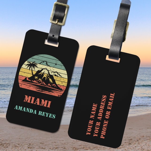 Étiquette À Bagage Retro Miami personnalisé (Créateur téléchargé)