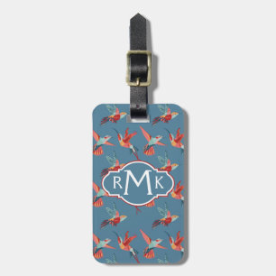 Étiquette À Bagage Rétro monogramme du motif   de colibri