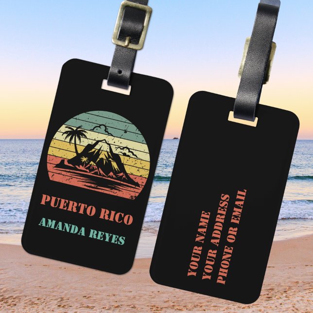 Étiquette À Bagage Retro Porto Rico personnalisé (Créateur téléchargé)