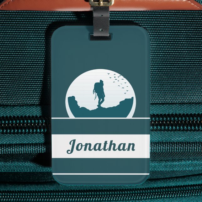 Étiquette À Bagage Retro Randonnée Camping Paysage Nom personnalisé T (Créateur téléchargé)
