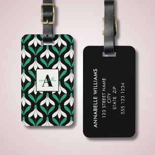 Étiquette À Bagage Retro Scandi motif de neige moderne du milieu du s