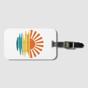 Étiquette À Bagage Retro Sunset Rays Wavy Vintage Retro Sunshine Sun