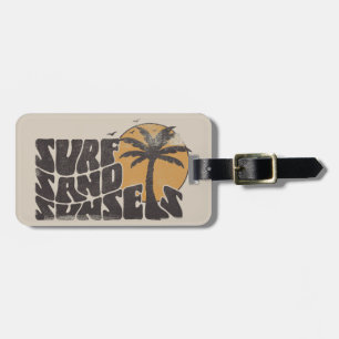 Étiquette À Bagage Retro Surf Sand Sunsets Beach Life Palm Tree
