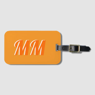 Étiquette À Bagage Retro tendance Orange moderne Monogramme initial