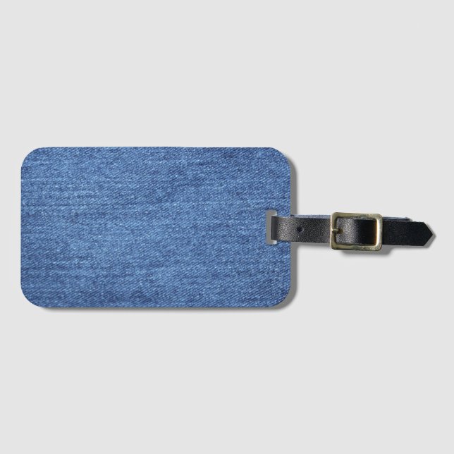 Étiquette À Bagage Revêtement bleu blanc Denim - Regarder l'image (Devant Horizontal)