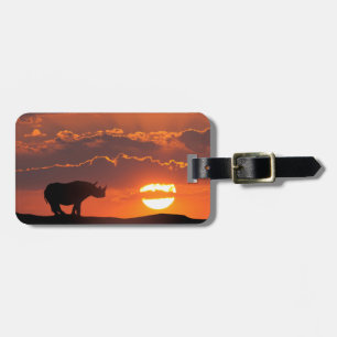 Étiquette À Bagage Rhino au coucher du soleil, Masai Mara, Kenya