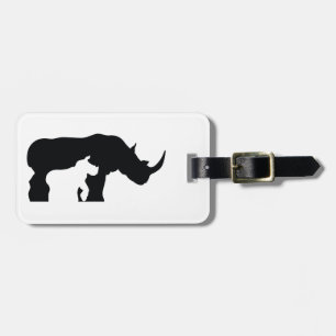 Étiquette À Bagage Rhino noir et blanc