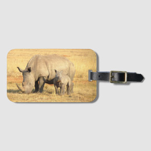 Étiquette À Bagage rhinocéros mignons en afrique