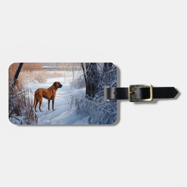Étiquette À Bagage Rhodesian Ridgeback Laisser Neige Noël (Devant horizontal)