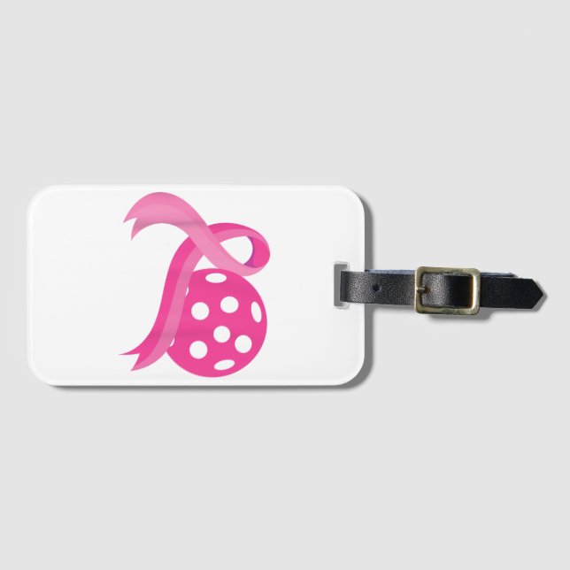Étiquette À Bagage Ribbon Coeur Rose Cute Pickleball Cancer du sein A (Devant Horizontal)