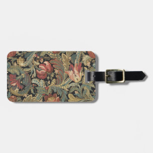 Étiquette À Bagage Riche brocart de tapisserie florale antique victor
