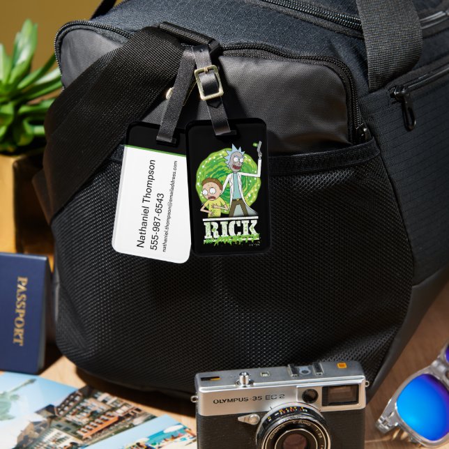 Étiquette À Bagage RICK ET MORTY™ | Éclat vert (Recto & Verso)
