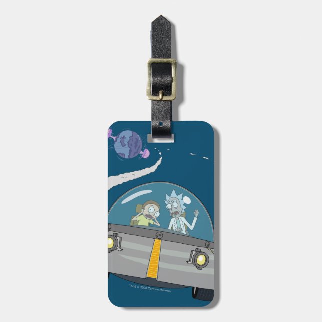 Étiquette À Bagage RICK ET MORTY™| Vol dans un vaisseau spatial (Devant Vertical)