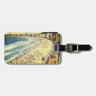 Étiquette À Bagage Rio de Janeiro, Plage Vintage de Copacabana, Brési
