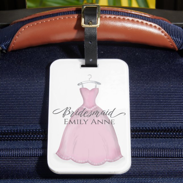 Étiquette À Bagage Robe Aquarelle rose demoiselle d'honneur personnal (Insitu Rectoal 2)