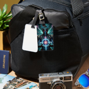 Étiquette À Bagage Robot Futuriste Noyau Cosmique Cyberpunk