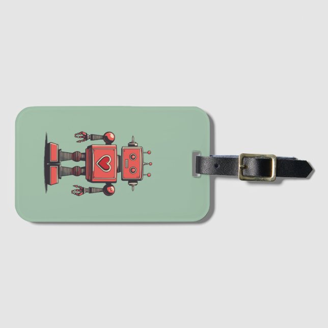 Étiquette À Bagage Robot Vintage rétro (Devant Horizontal)