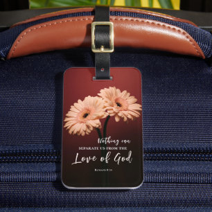 Étiquette À Bagage Romains 8 39 Amour de Dieu Bible Verse Fleurs rose