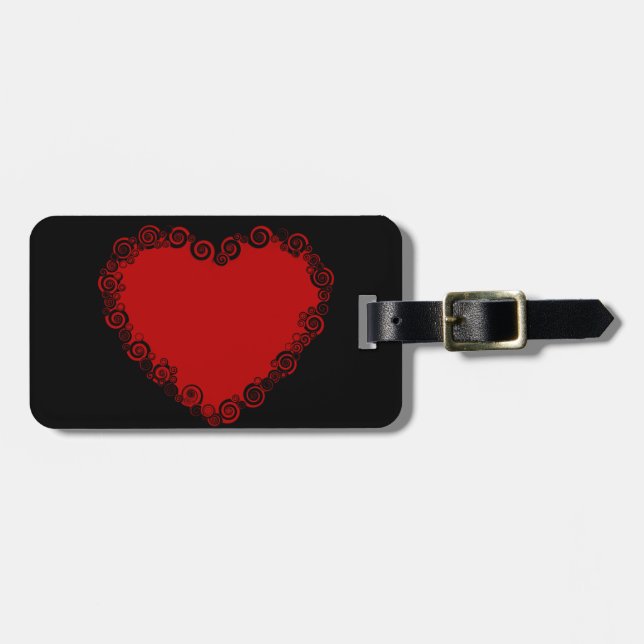 Étiquette À Bagage Romantique Valentine amour coeur rouge (Devant horizontal)