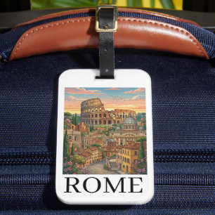 Étiquette À Bagage Rome Italie Colosseum Vintage Voyage Artistique Co