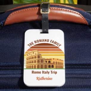 Étiquette À Bagage Rome Italie Famille Voyage Colisée Coucher de sole