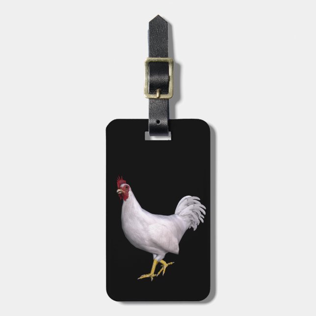 Étiquette À Bagage Rooster blanc (Devant Vertical)