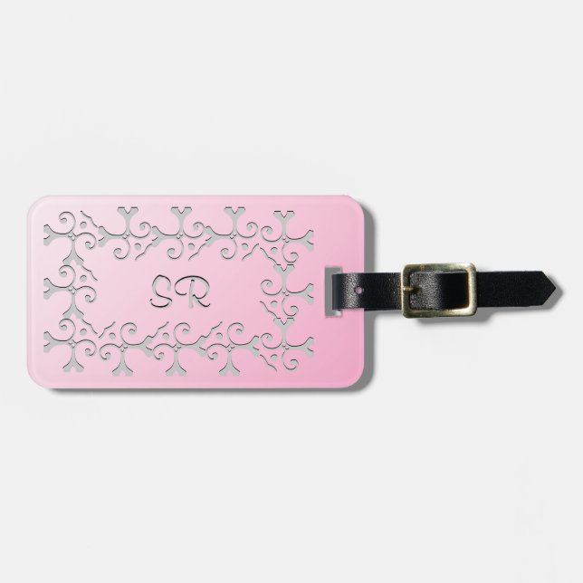 Étiquette À Bagage Rose argenté d'élégance personnalisé (Devant horizontal)