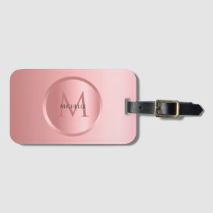 Étiquette À Bagage Rose élégant Gold Girly Monogram Modèle tendance