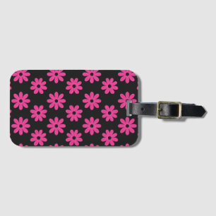 Étiquette À Bagage Rose et noir floral 