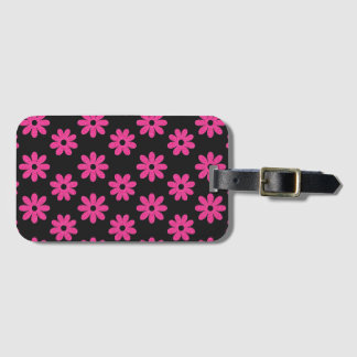 Étiquette À Bagage Rose et noir floral 