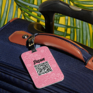 Étiquette À Bagage Rose fille moderne framboise fraise cerise.
