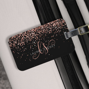 Étiquette À Bagage Rose Gold Blush Pink Parties scintillant Glam Nom 