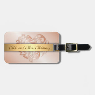 Étiquette À Bagage Rose Gold Floral Heart