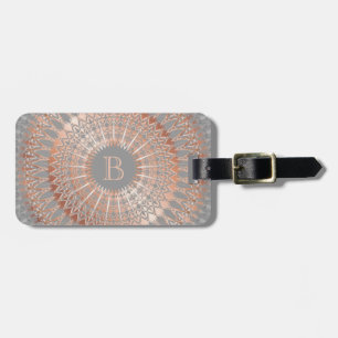 Étiquette À Bagage Rose Gold  Gris Mandala Monogramme