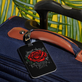 Étiquette À Bagage Rose Graffiti Rouge Art Gothique Grunge Noir