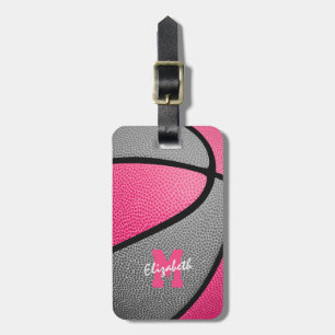 Étiquette À Bagage rose gris monogrammé cadeaux de sport basket-ball