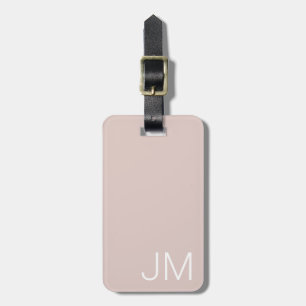 Étiquette À Bagage Rose Pâle Monogramme Géant Initiales Tendance