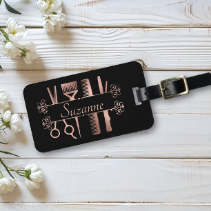 Étiquette À Bagage Rose personnalisé cheveux Gold Styliste Coiffeur