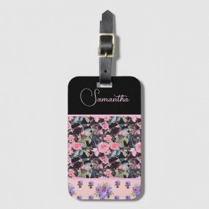 Étiquette À Bagage Rose rose Rose Aquarelle Vintage personnalisable